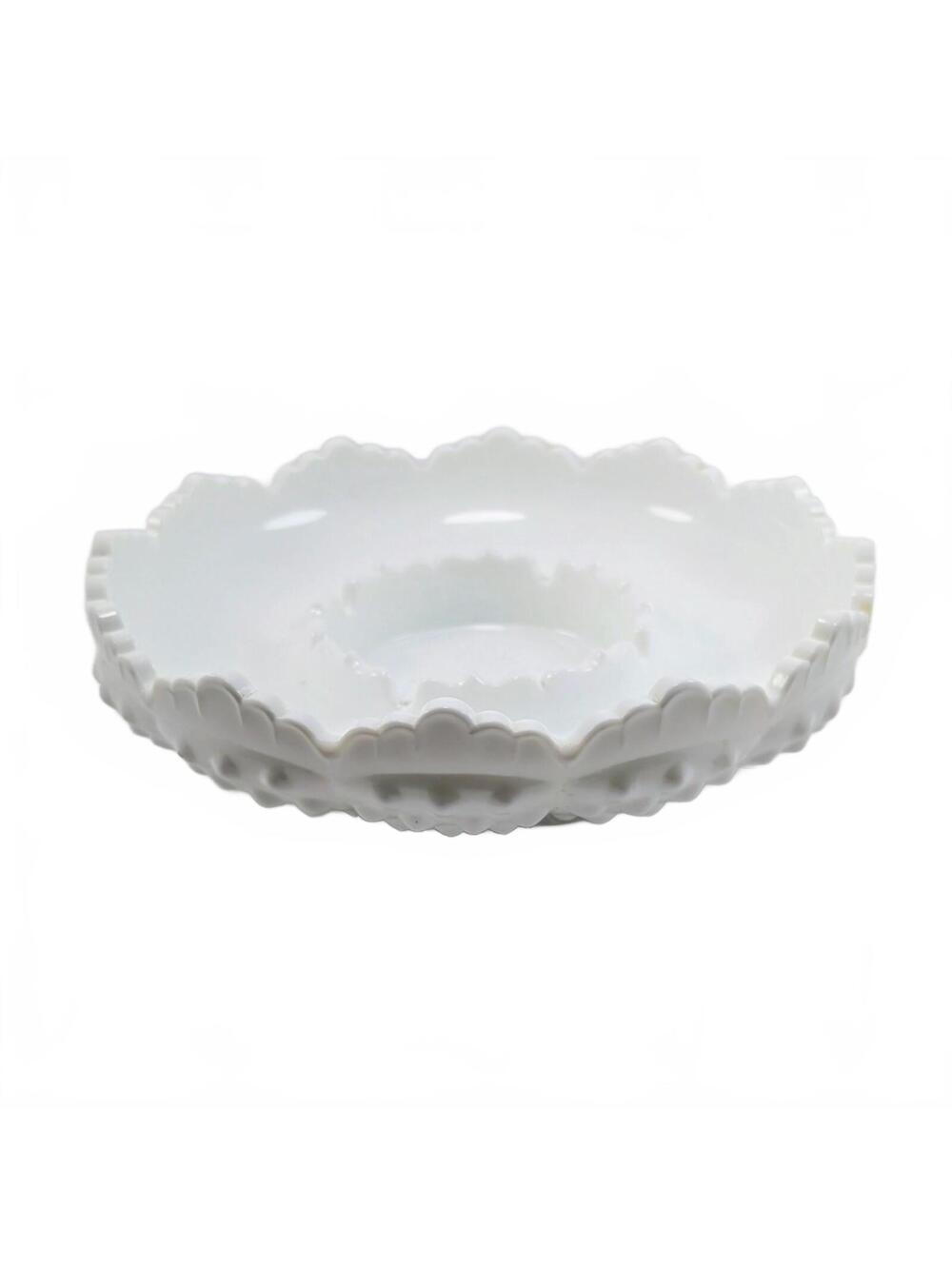 Vtg Fenton Hobnail Milk Glass Ashtray 8"